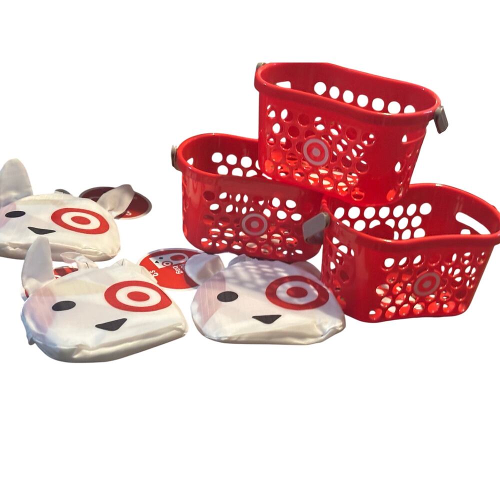 Target Mini Shopping Basket Set + Reusable Bullseye Bags Bundle